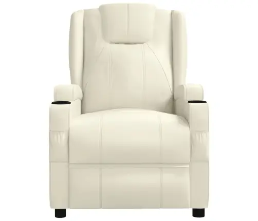 Elektrinis Masažinis Krėslas, Kreminis Baltas, Dirbtinė Oda