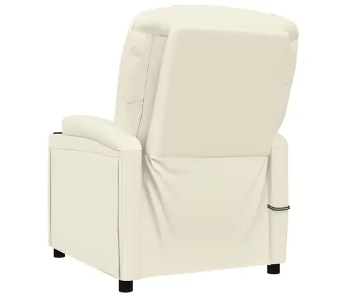 Elektrinis Masažinis Krėslas, Kreminis Baltas, Dirbtinė Oda