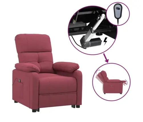 Elektrisks Atpūtas Krēsls, Atgāžams, Vīnsarkans Audums Vidaxl