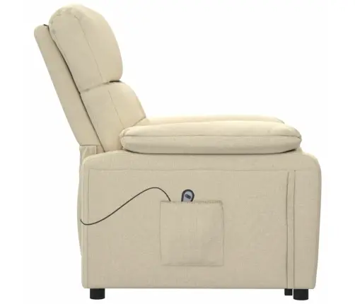 Elektrisks Atpūtas Krēsls, Atgāžams, Krēmkrāsas Audums Vidaxl