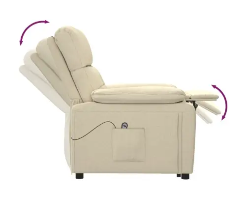 Elektrisks Atpūtas Krēsls, Atgāžams, Krēmkrāsas Audums Vidaxl