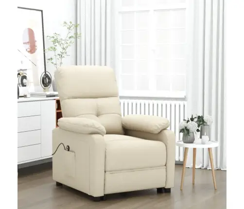 Elektrisks Atpūtas Krēsls, Atgāžams, Krēmkrāsas Audums Vidaxl