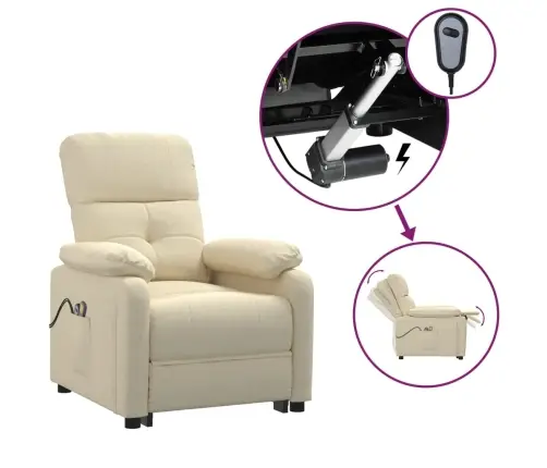 Elektriskais Masāžas Krēsls, Krēmkrāsas Audums Vidaxl