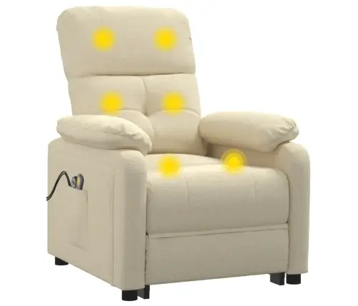 Elektriskais Masāžas Krēsls, Krēmkrāsas Audums Vidaxl