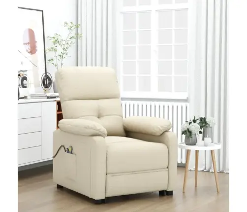 Elektriskais Masāžas Krēsls, Krēmkrāsas Audums Vidaxl