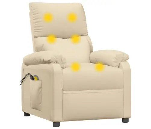 Elektriskais Masāžas Krēsls, Krēmkrāsas Audums Vidaxl