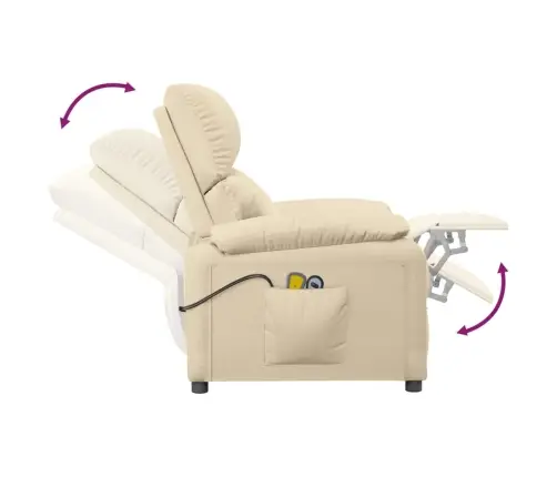 Elektriskais Masāžas Krēsls, Krēmkrāsas Audums Vidaxl