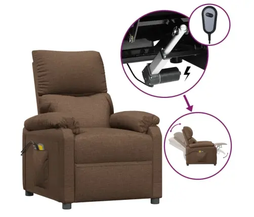 Elektrisks Masāžas Krēsls, Brūns Audums Vidaxl