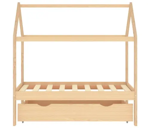 Vaikiškos Lovos Rėmas Su Stalčiumi, 70X140cm Pušies Masyvas