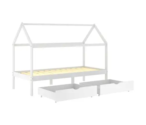 Bērnu Gultas Rāmis Ar Atvilktnēm, Priedes Masīvkoks, 90X200 Cm Vidaxl