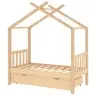 Bērnu Gultas Rāmis Ar Atvilktni, Priedes Masīvkoks, 70X140 Cm Vidaxl