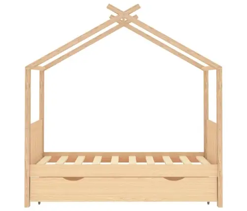 Bērnu Gultas Rāmis Ar Atvilktni, Priedes Masīvkoks, 80X160 Cm Vidaxl