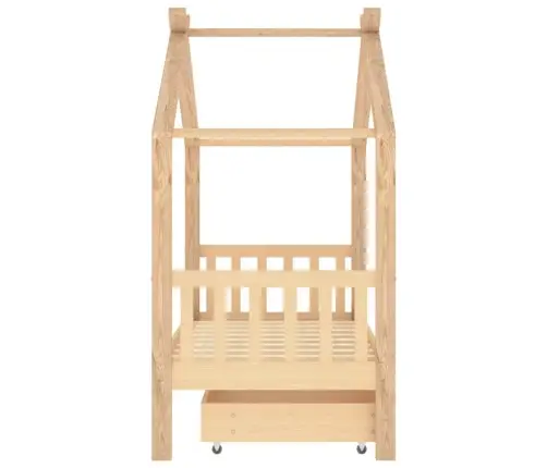 Bērnu Gultas Rāmis Ar Atvilktni, Priedes Masīvkoks, 80X160 Cm Vidaxl