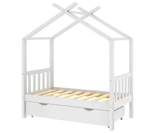 Bērnu Gultas Rāmis Ar Atvilktni, Balts, Priedes Koks, 70X140 Cm Vidaxl