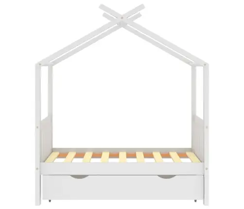 Bērnu Gultas Rāmis Ar Atvilktni, Balts, Priedes Koks, 70X140 Cm Vidaxl