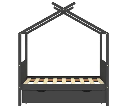 Bērnu Gultas Rāmis Ar Atvilktni, Tumši Pelēks, Priede, 70X140Cm Vidaxl