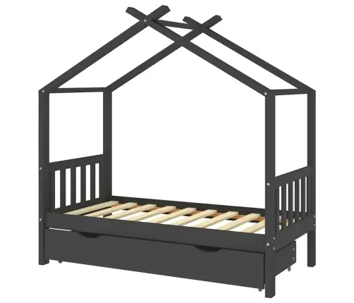 Vaikiškos Lovos Rėmas Su Stalčiumi, Pilkas, 80X160cm Pušis