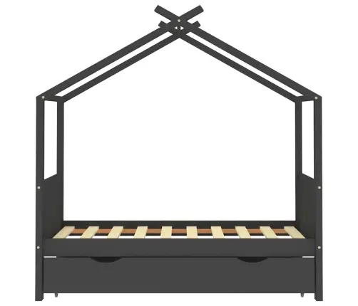 Vaikiškos Lovos Rėmas Su Stalčiumi, Pilkas, 80X160cm Pušis