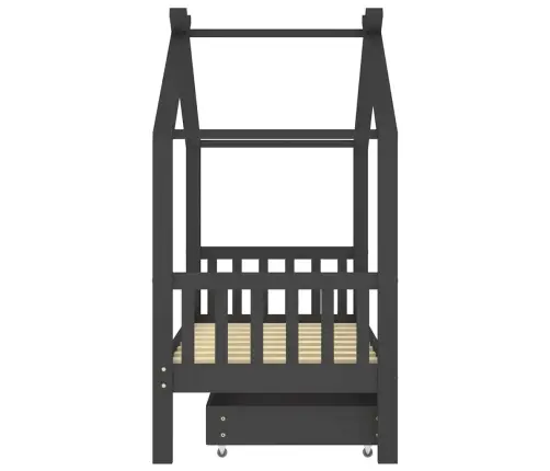 Vaikiškos Lovos Rėmas Su Stalčiumi, Pilkas, 80X160cm Pušis