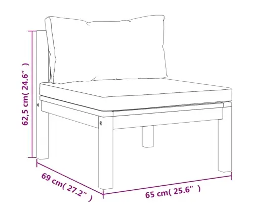2-Daļīgs Dārza Dīvāns, Krēmbalti Matrači, Akācijas Masīvkoks Vidaxl