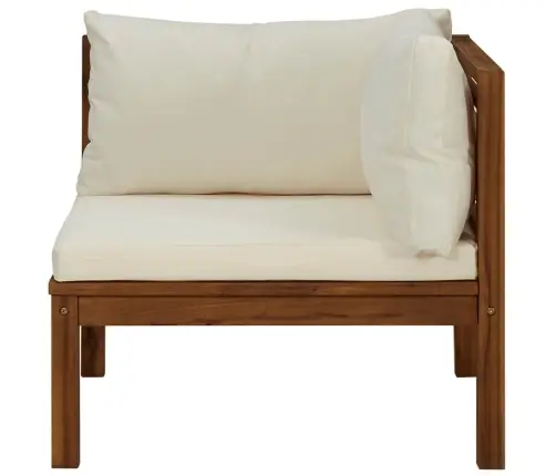 Stūra Dīvāns Ar Krēmbaltiem Matračiem, Akācijas Koks Vidaxl