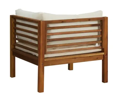 Stūra Dīvāns Ar Krēmbaltiem Matračiem, Akācijas Koks Vidaxl