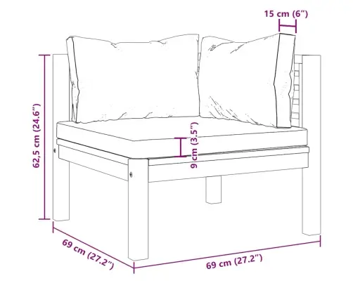 Stūra Dīvāns Ar Krēmbaltiem Matračiem, Akācijas Koks Vidaxl