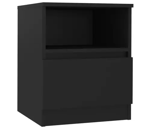 Naktinė Spintelė, Juodos Spalvos, 40X40X50cm Apdirbta Mediena