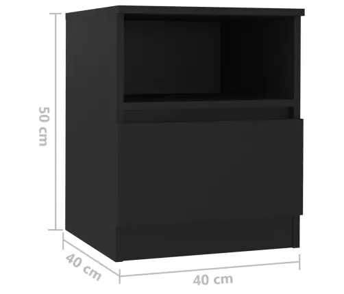 Naktinė Spintelė, Juodos Spalvos, 40X40X50cm Apdirbta Mediena