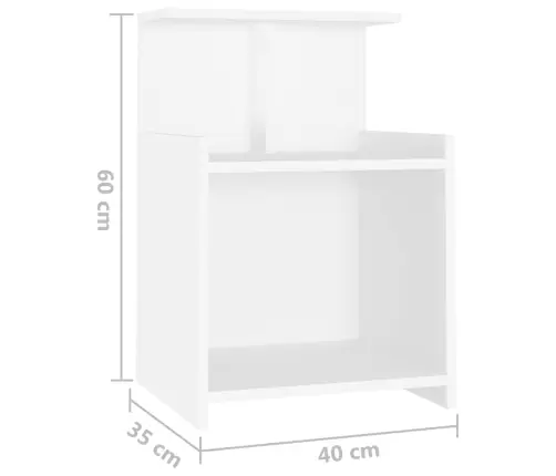 Öökapid 2 Tk, Valge, 40X35X60 cm Tehispuit