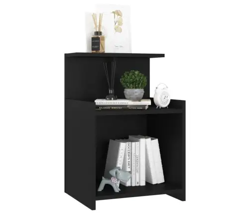 Naktinės Spintelės, 2Vnt., Juodos, 40X35X60cm Apdirbta Mediena Naktinės Spintelės, 2Vnt., Juodos, 40X35X60cm Apdirbta Mediena