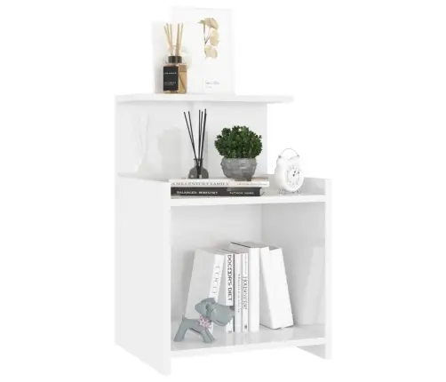 Naktsskapītis, Spīdīgi Balts, 40X35X60 Cm, Inženierijas Koks Vidaxl