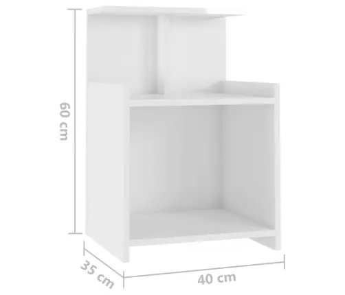 Naktsskapītis, Spīdīgi Balts, 40X35X60 Cm, Inženierijas Koks Vidaxl