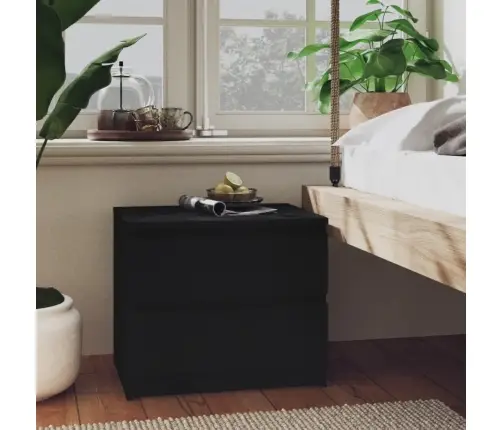 Naktinė Spintelė, Juoda, 50X39X43,5cm Apdirbta Mediena