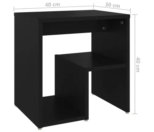 Naktinė Spintelė, Juodos Spalvos, 40X30X40cm Apdirbta Mediena
