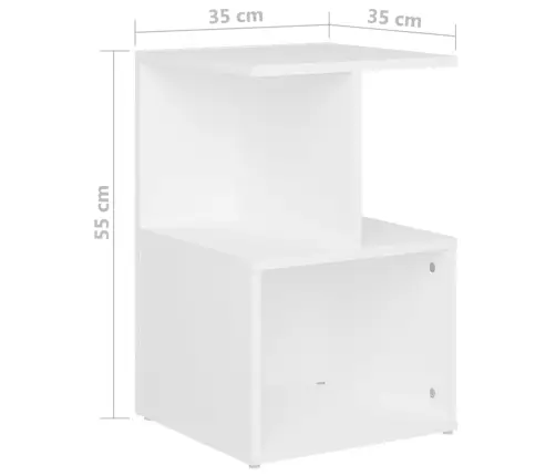 Naktsskapītis, Balts, 35X35X55 Cm, Inženierijas Koks Vidaxl