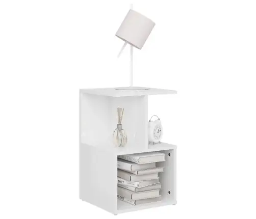 Naktinė Spintelė, Balta, 35X35X55cm Apdirbta Mediena, Blizgi