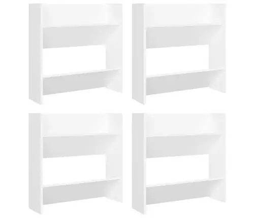 Sienas Apavu Plaukti, 4 Gab., Balti, 60X18X60 Cm, Skaidu Plātne Vidaxl