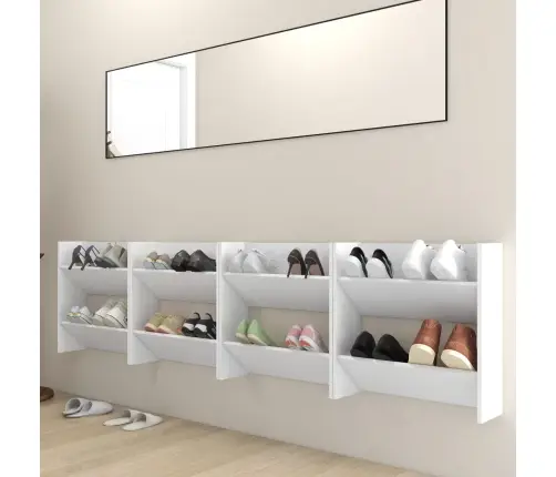 Sienas Apavu Plaukti, 4 Gab., Balti, 60X18X60 Cm, Skaidu Plātne Vidaxl