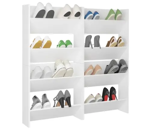 Sienas Apavu Plaukti, 4 Gab., Balti, 60X18X60 Cm, Skaidu Plātne Vidaxl