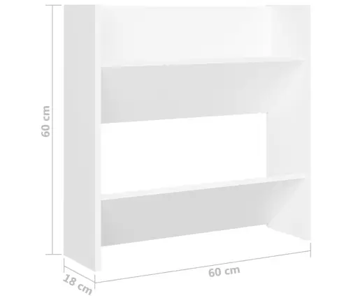 Sienas Apavu Plaukti, 4 Gab., Balti, 60X18X60 Cm, Skaidu Plātne Vidaxl