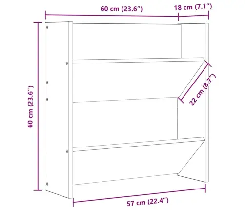 Seina Kingakapid 2 Tk,Sonoma Tamm, 60X18X60 cm Puitlaastplaat