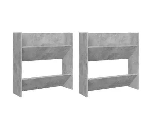 Sienas Plaukti, 2 Gab., Betonpelēki, 60X18X60 Cm, Skaidu Plātne Vidaxl