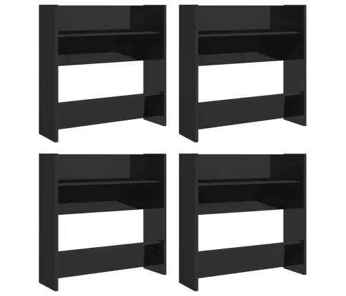 Sienas Plaukti, 4 Gab., Melni, 60X18X60 Cm, Inženierijas Koks Vidaxl