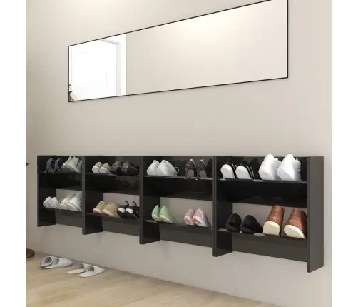 Sienas Plaukti, 4 Gab., Melni, 60X18X60 Cm, Inženierijas Koks Vidaxl