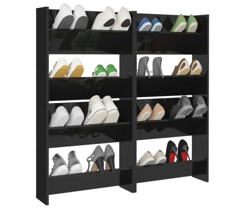 Sienas Plaukti, 4 Gab., Melni, 60X18X60 Cm, Inženierijas Koks Vidaxl