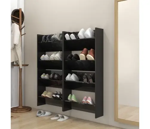 Sienas Plaukti, 4 Gab., Melni, 60X18X60 Cm, Inženierijas Koks Vidaxl