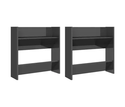 Sienas Plaukti, 2 Gab., Pelēki, 60X18X60 Cm, Inženierijas Koks Vidaxl