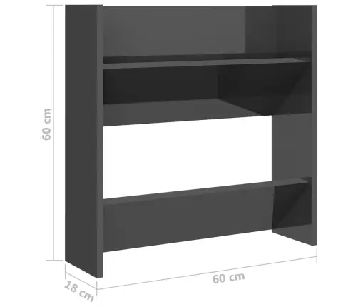Sienas Plaukti, 4 Gb., Spīdīgi Pelēki, 60X18X60 Cm Vidaxl