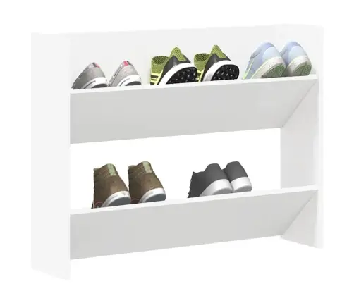 Sieninė Spintelė Batams, Balta, 80X18X60cm Apdirbta Mediena